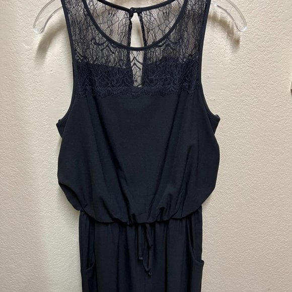 City Triangles Sleeveless Jumpsuit with Lace Yoke Size Medium - Picture 3 of 10